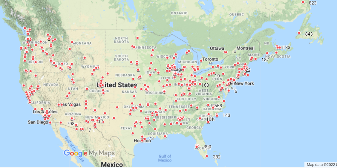 All North America 1947 Sightings