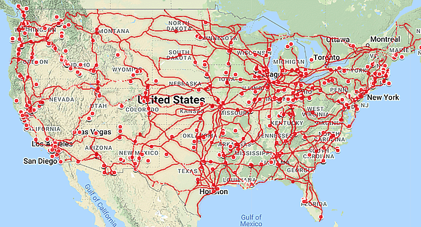 1947 Sightings connected to Railroad Map