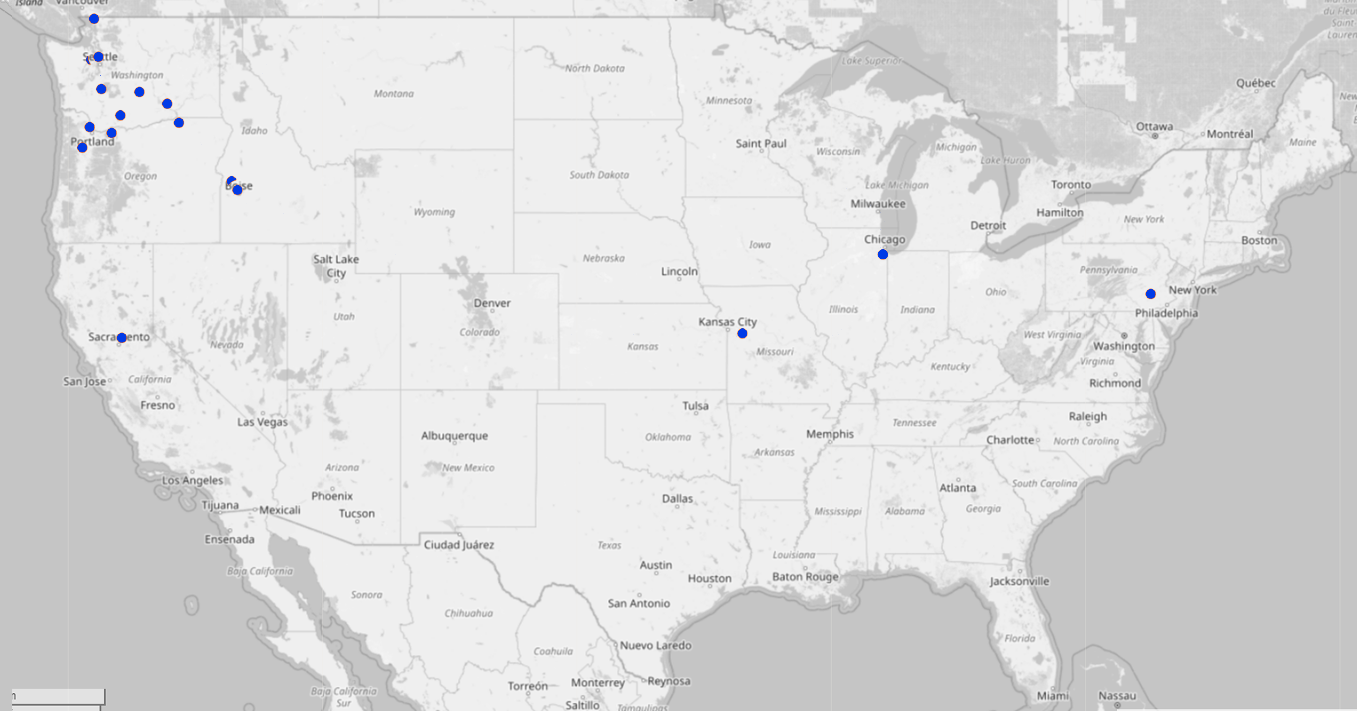 map of US with june 24 ufo sightings